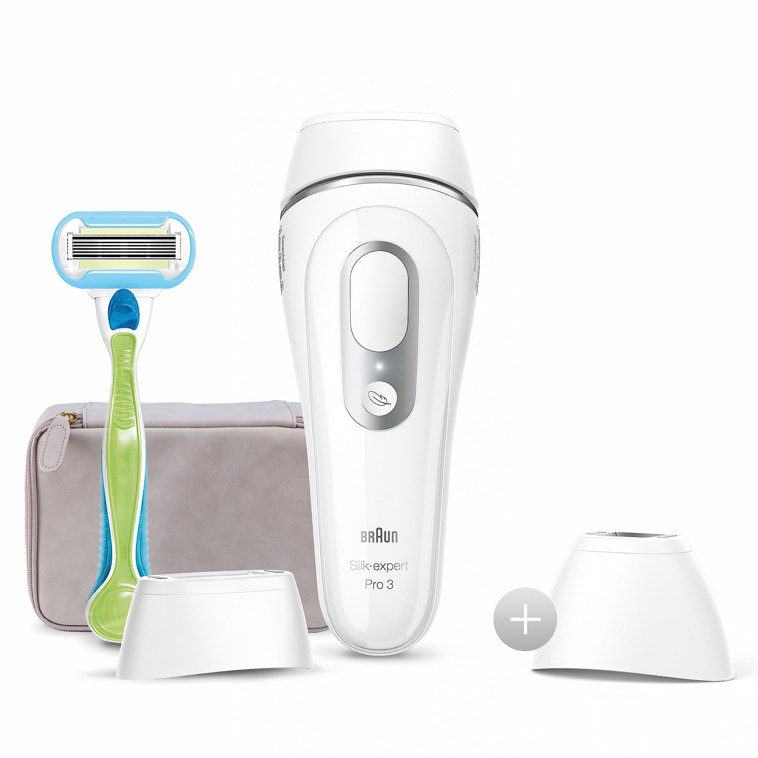 Braun Silk·expert Pro 3 PL3133, Épilateur Lumière Pulsée, Épilation Semi-Définitive À La Maison, Blanc/Argent, Avec Pochette, Tête De Précision Et Rasoir Venus