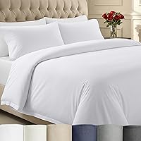 California Design Den White King Duvet Cover Set 3-Pc, Good Housekeeping 2025 Winner, 400TC 100% Cotton Sateen, Breathable Button Closure & Ties