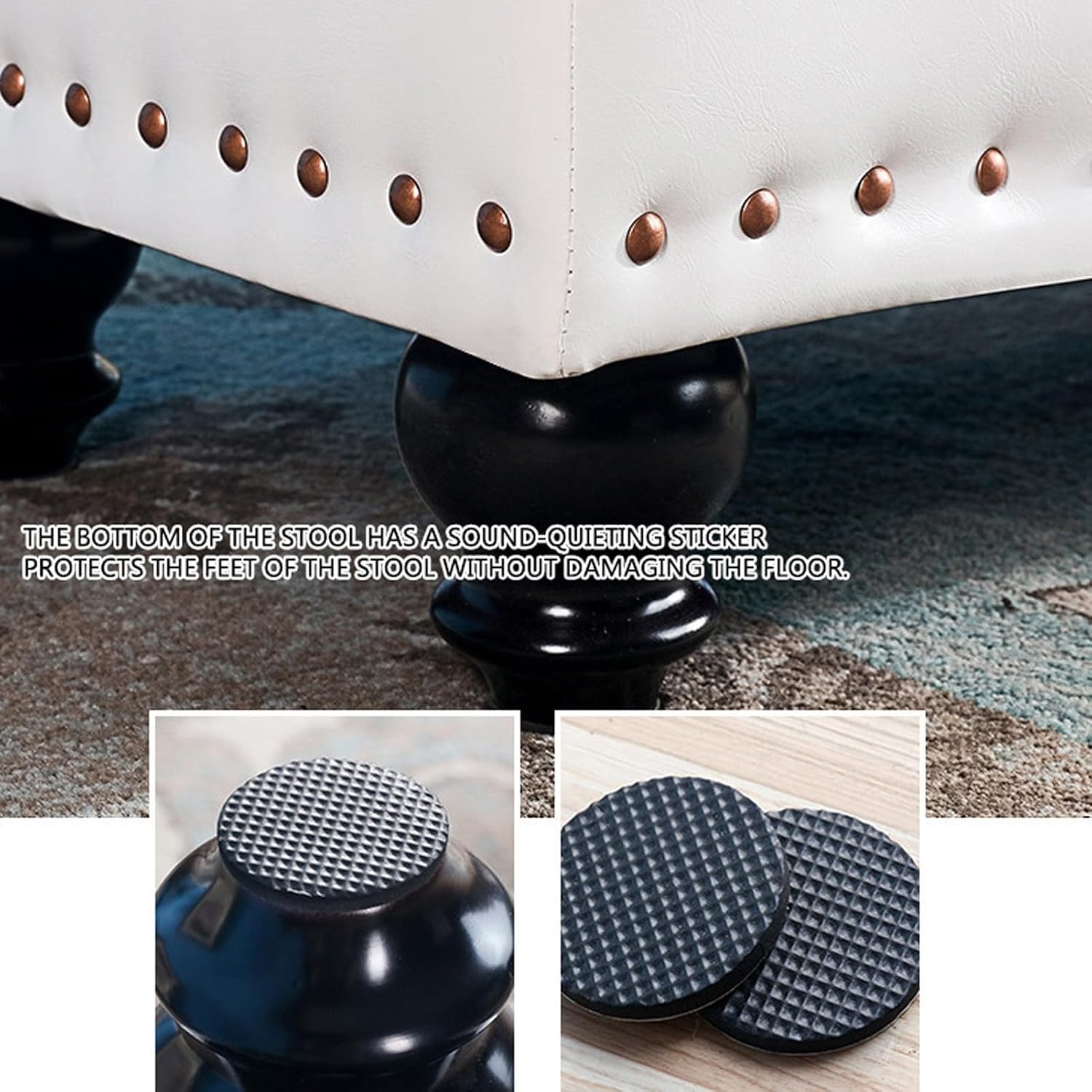 Storage Ottoman Faux Leather End of Bed Storage Bench Upholstered Ottoman Footstool Window Seat Bench for Living Room Bedroom Hallway Storage Box