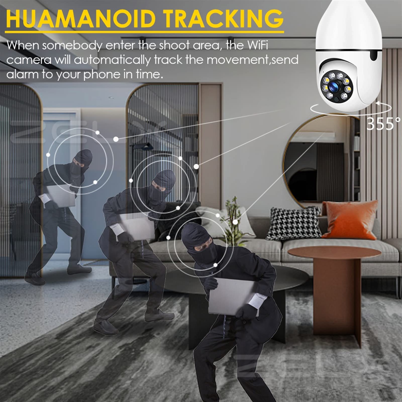 Caméra de sécurité ptz 2K E27 ampoule caméra de sécurité intérieure 1080P Surveillance vidéo moniteur à domicile pleine couleur Vision nocturne humanoïde suivi soins Cam S'adapter à n'importe quel env
