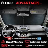 Vista 3 de KAYZT Parasol para parabrisas para Toyota Camry 2012-2017 LE XLE Hybrid SE XSE Sedan plegable, accesorios de ajuste personalizado para ventana