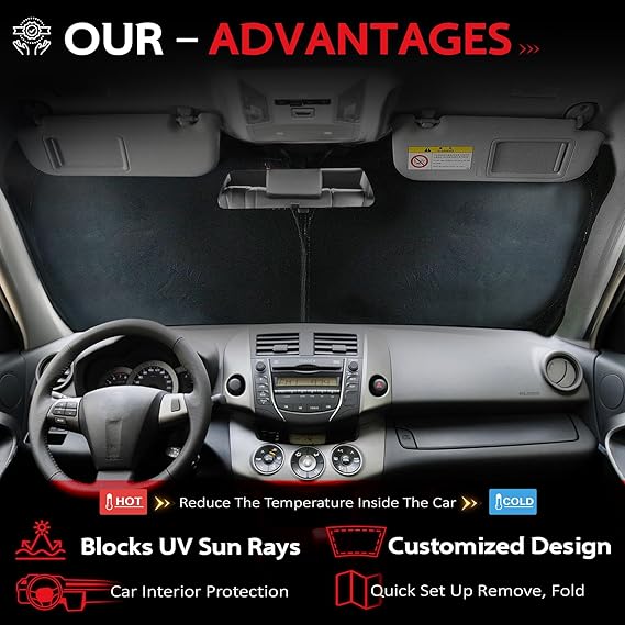 KAYZT Windshield Sun Shade for 2024-2025 2026 Mazda CX-90 CX90 PHEV Foldable Sunshade Front Window Custom Fit Car Accessories