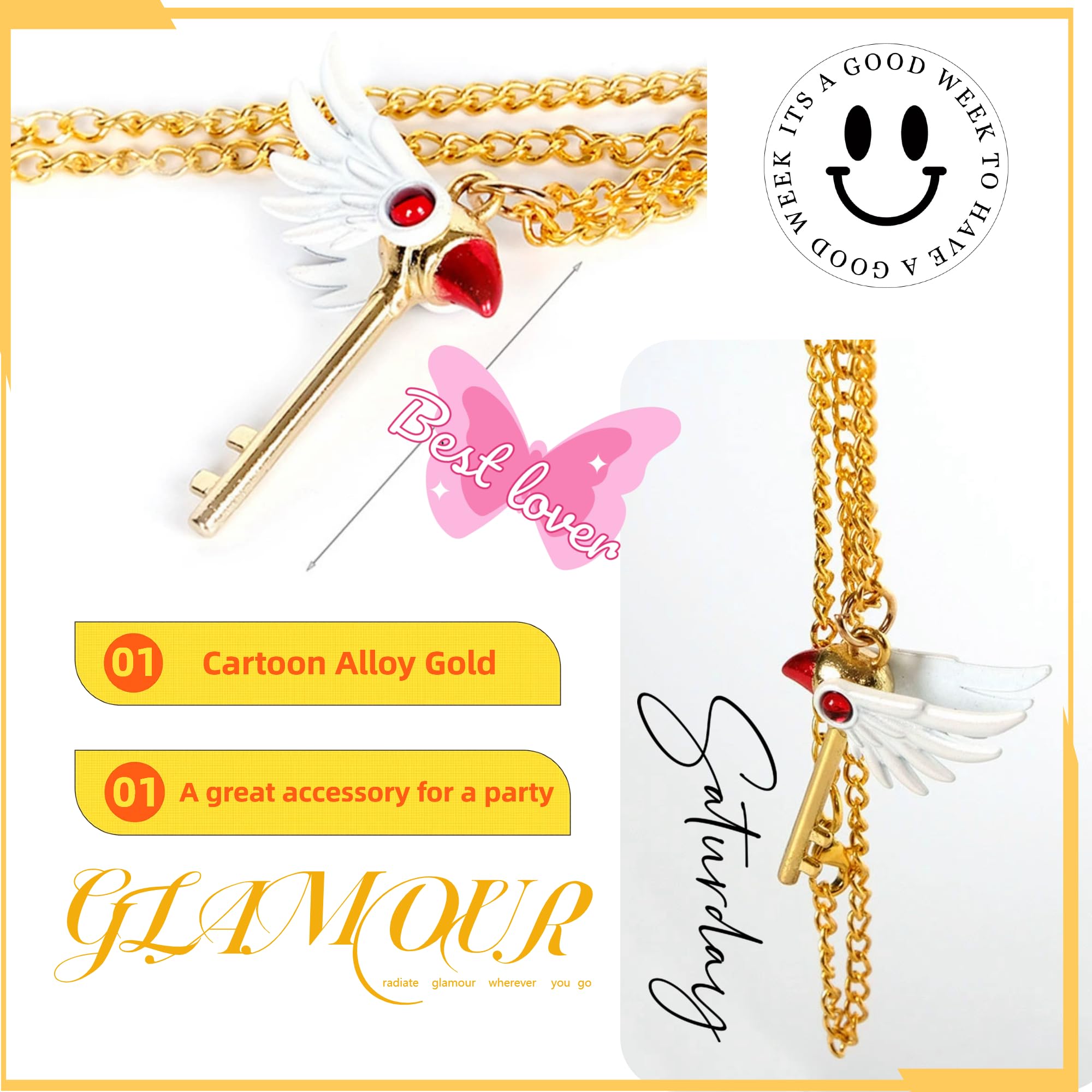 QKEOISUD Anime Jewelry Kinomoto Star Wand Necklace - Image 3