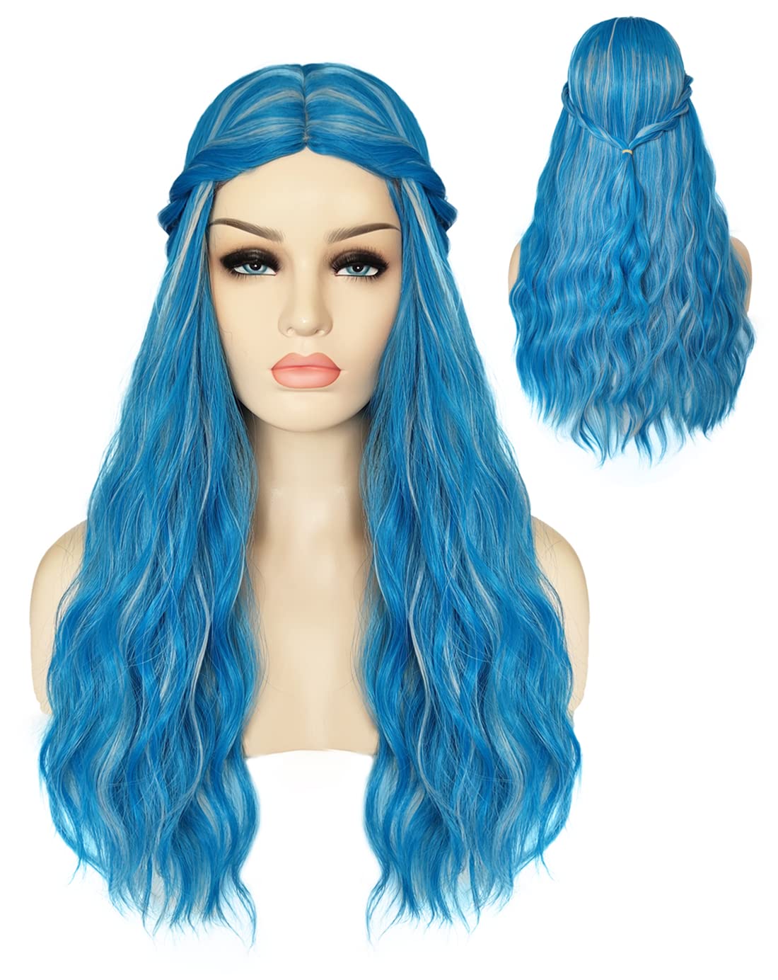 Mildiso Blue Wigs for Women Costume Long Blue Hair Wig with