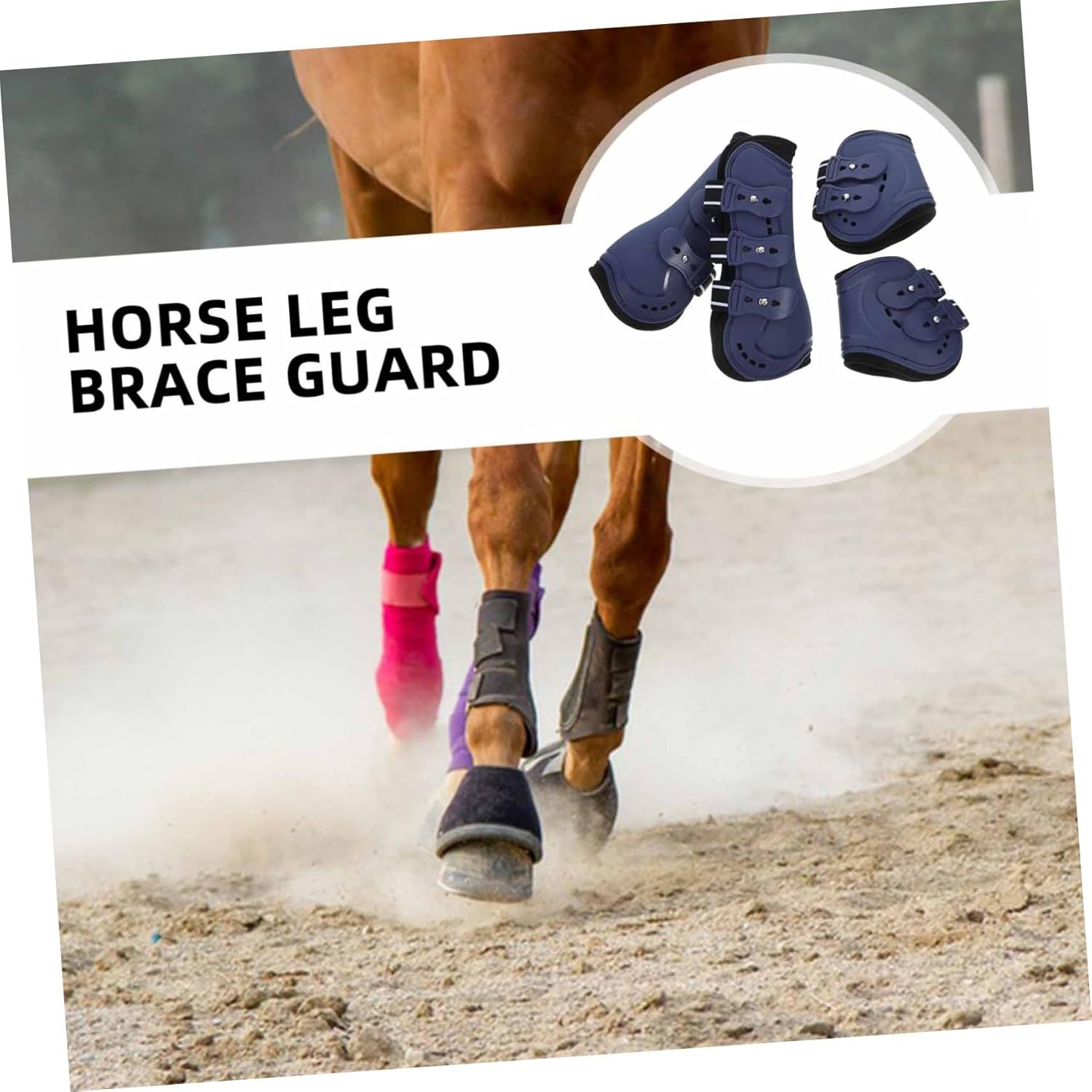 UPKOCH 4pcs Horse Leg Boots Open Front Jumping Tendon and Rear Fetlock Protection Wraps for Equestrian Riding Pu Material Stylish Design