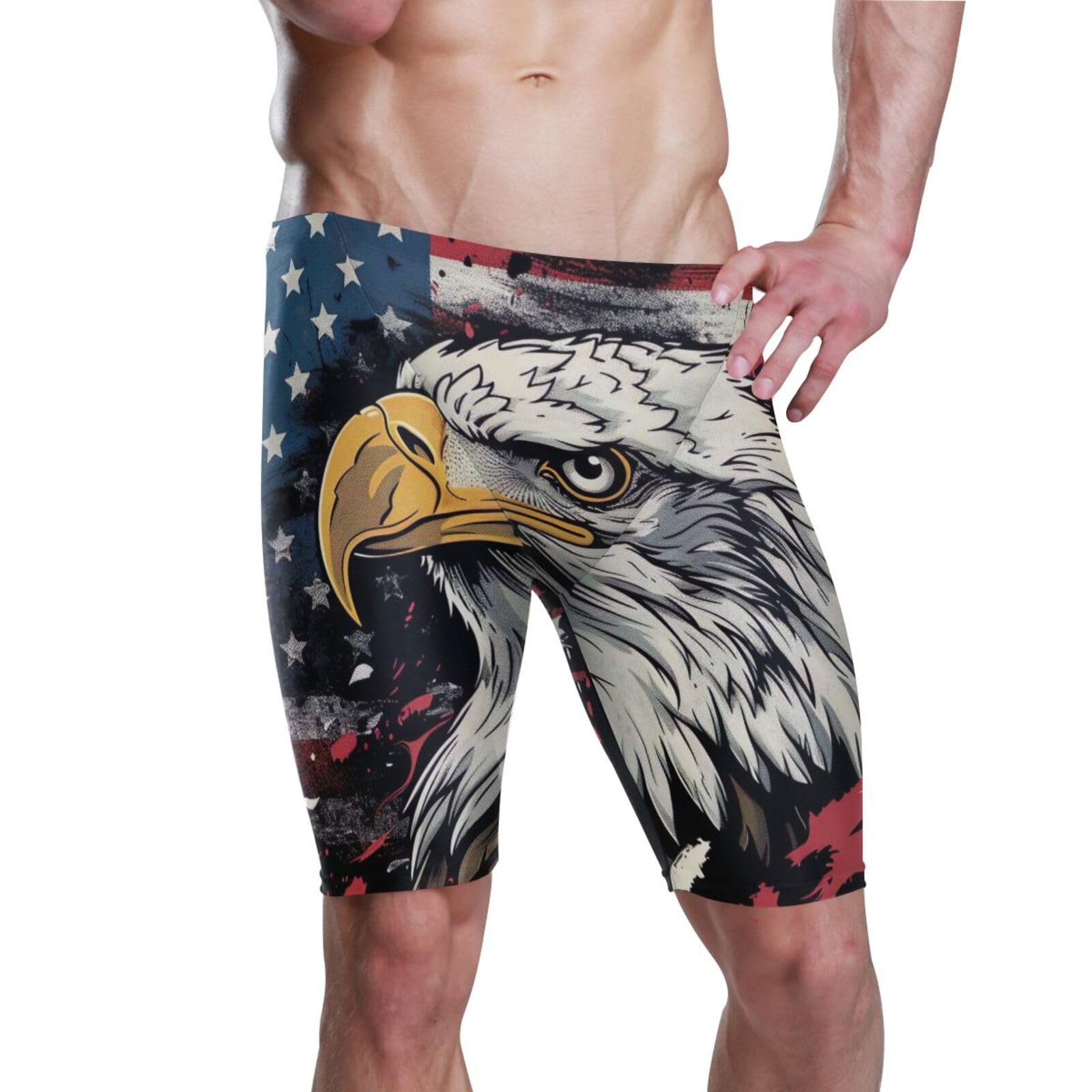 Swimsuit for Men Bald Eagle American Flag 4th of July Independence Day Men's Swimsuit Jammer XXL 202b5463