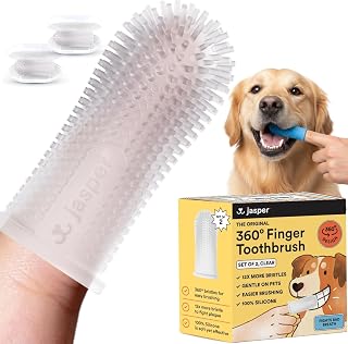 Cepillo de dientes para perros, cepillo de dientes de 360° para perros y gatos, transparente, paquete de 2 | 12x Más Cerdas, Kit de Limpieza de Dientes para Mascotas Pequeñas y Grandes, Pasta de Dientes No Incluida, Combate el Mal Aliento, Silicona Extra Suave