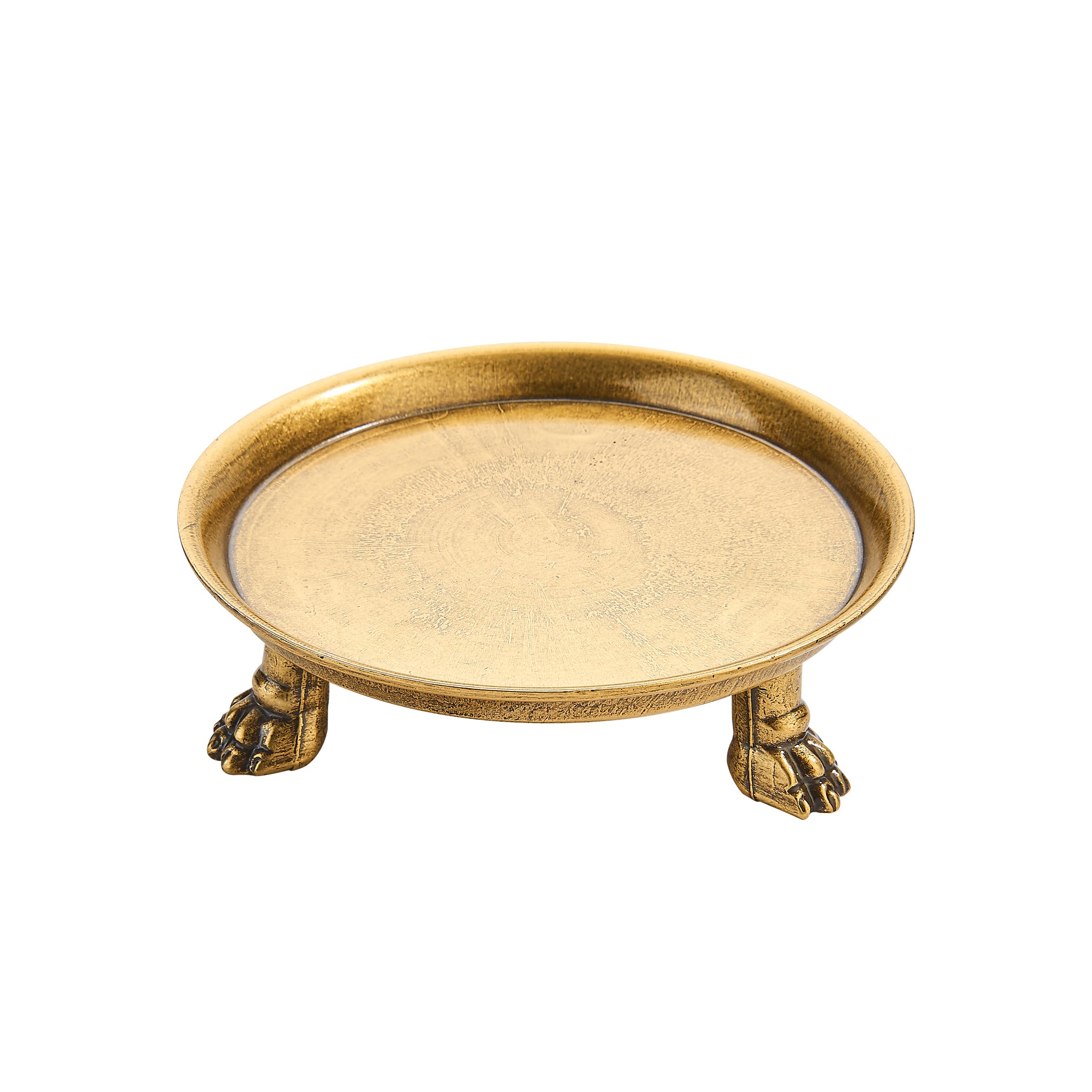 khtumeware 4.5 Inch 100% Solid Brass Clawfoot Candle Dish - Antique Pedestal Dish - Candle Holder - Jewelry Holder - Perfect for Wax Candles, Rings, and Trinkets