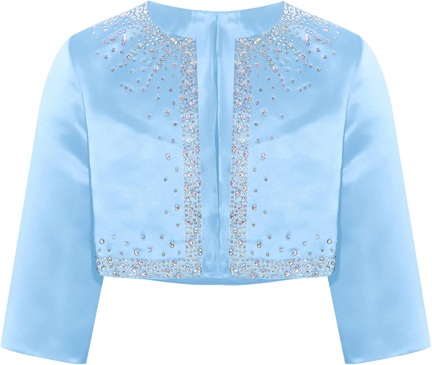 Sywiyi Girls' Bolero Shrug Cardigan Satin Long Sleeve Open Front Cardigan Princess Shawl Wedding Cape