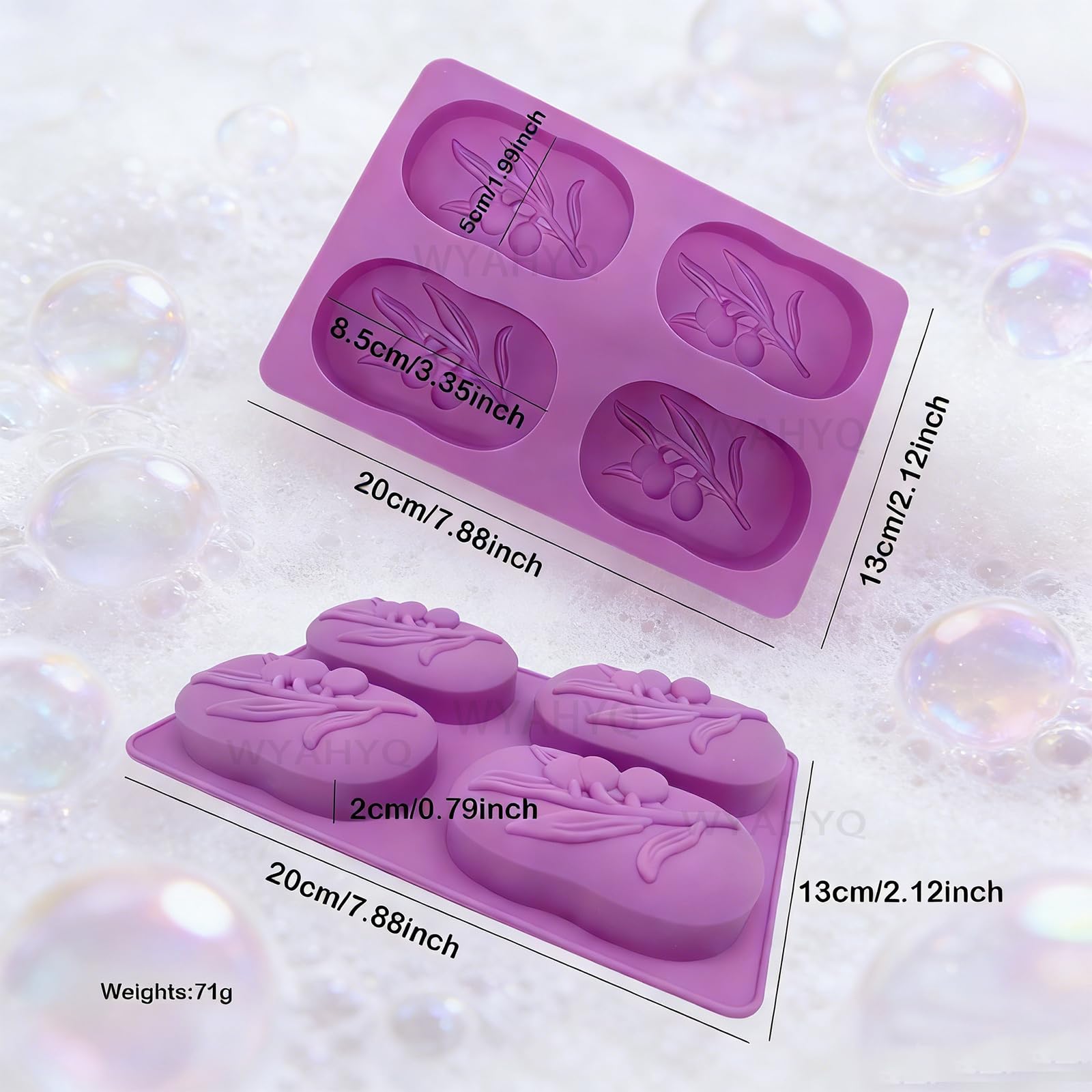 Zeepvorm, silicone, rechthoekig, 2 stuks, 6 cavity zeepvormen, rechthoekig, voor het maken van zeep, muffins, cupcakes, biscuit DIY zelfgemaakt handwerk (blauw paars