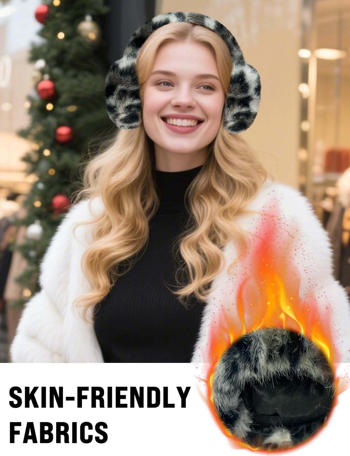 Buauty Womens Leopard Ear Muffs, Soft Winter Ear Covers Foldable Fluffy Ears Headband Warmers for Cold Weather - Image 6