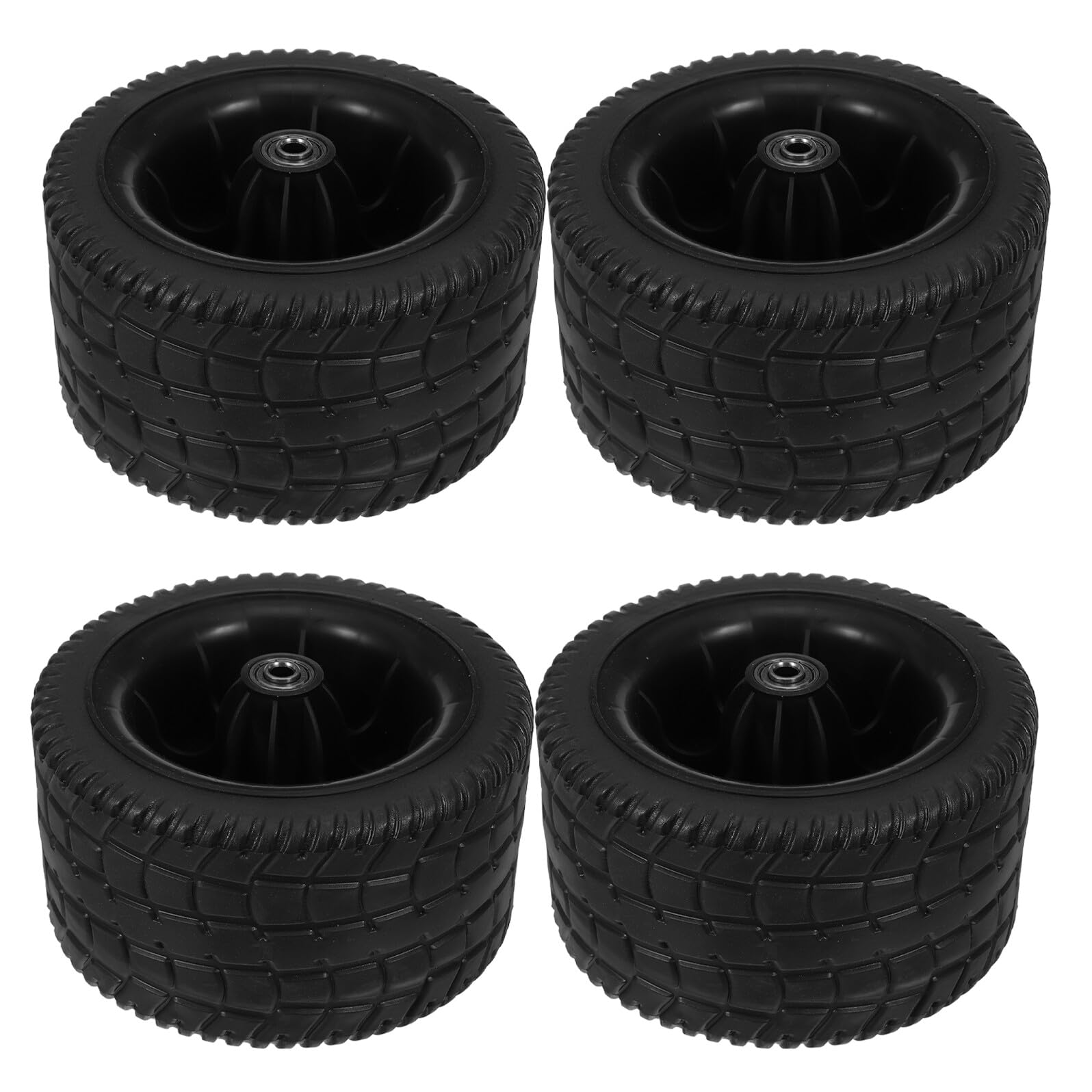 Sewroro Ruedas para Carro de Jardín 7 Pulgadas con Rodamiento, Neumáticos de Caucho Negro 8 Mm, Pack de 4 Piezas para Cortacésped, Remolque y Uso Exterior en Camping y Césped