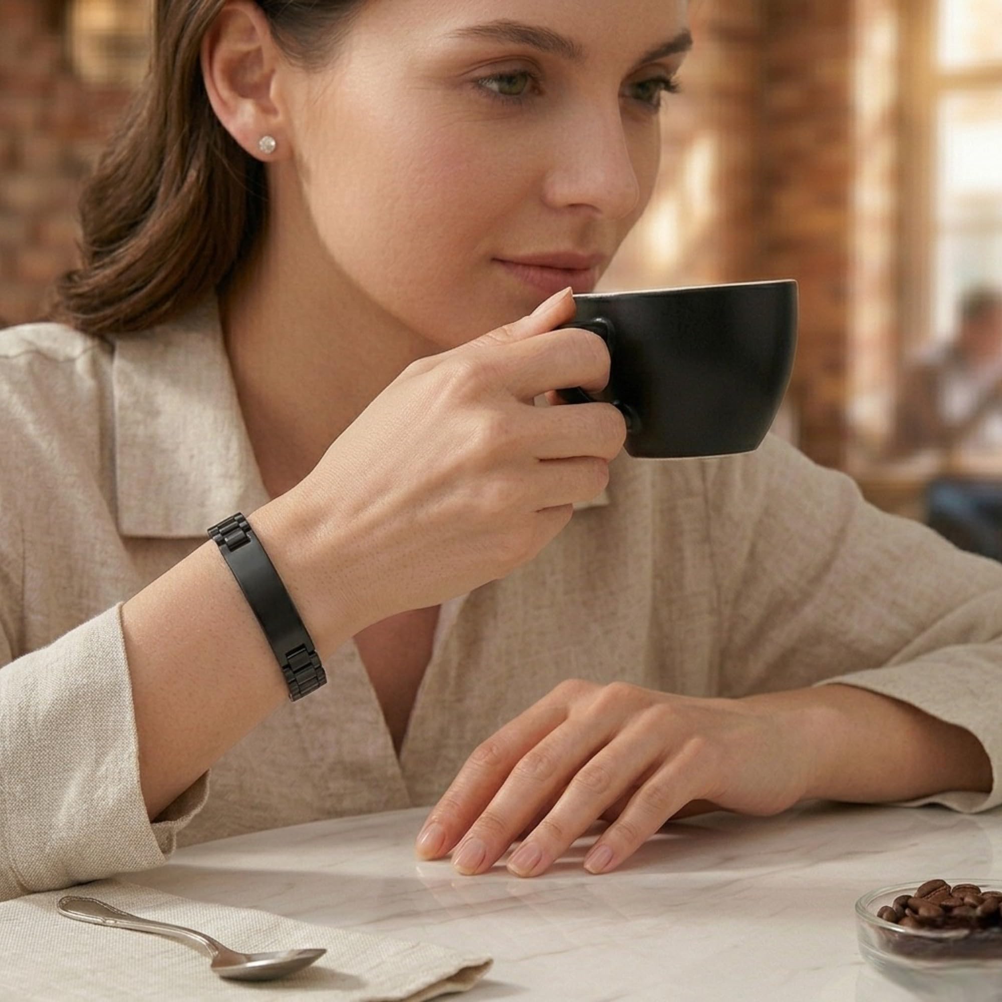 Pulsera Hombre Acero Inoxidable-Pulseras con Placa Grabable Personalizada-Grabado Personalizado Nombre Fecha-Regalo Pareja Aniversario Graduacion Cumpleaños (Negro/Oro/Plata/Bicolor/Azul)