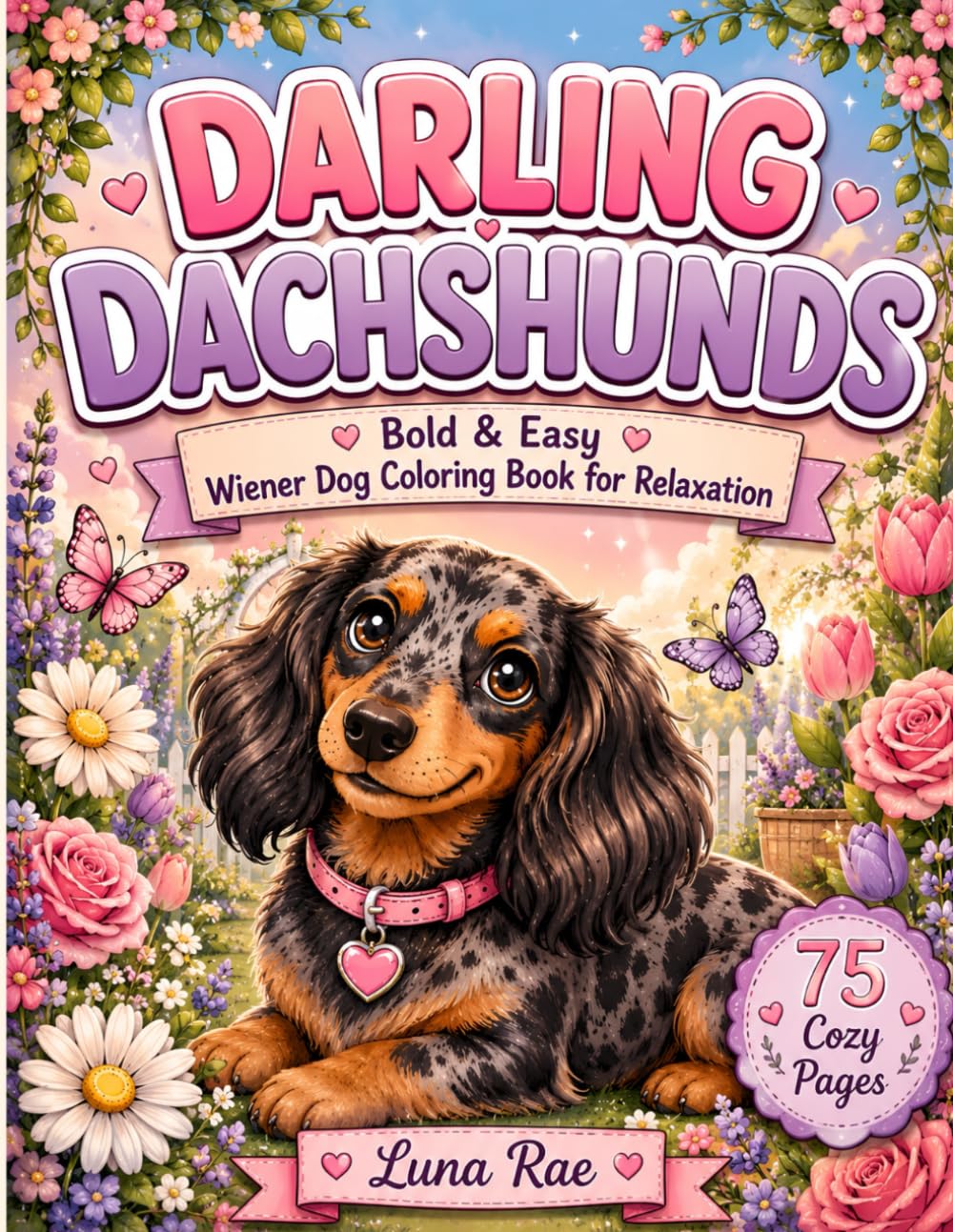 Darling Dachshunds: Bold & Easy Wiener Dog Coloring Book for Relaxation (Darling Cozy Coloring Collection)