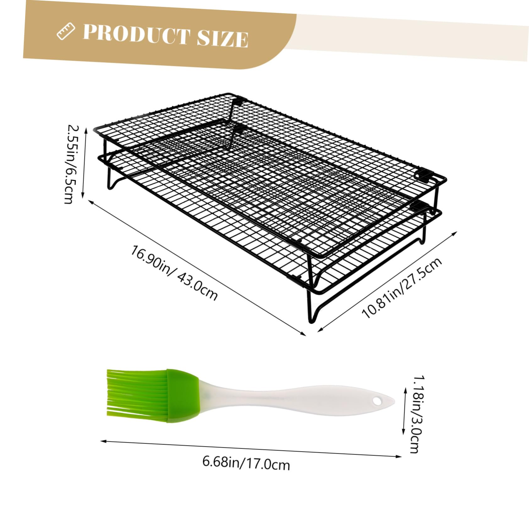 MUCKLILY 1 Set Stackable Cooling Rack for Baking Drying Rack with Oil Brush for Cookies Pies Meats and More Space Saving Design for Home Kitchen Random Color