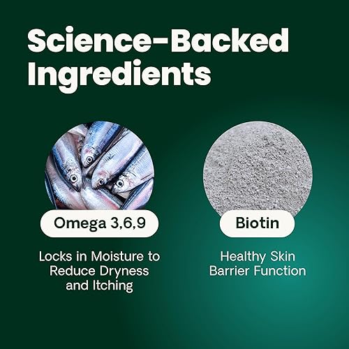 Miniatura 4 de VetriScience Masticables extra fuertes para piel y pelaje, suplemento Omega Plus para perros, con Omega 3, 6, 9, aceite de pescado y biotina, salud