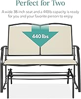 Vista 6 de Best Choice Products – Banco columpio para patio de acero para 2 personas, asiento oscilante para cubierta, porche con tela Textilene, marco