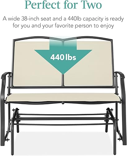 Miniatura 6 de Best Choice Products Balancín de acero para 2 personas para patio al aire libre, balancín de dos plazas para terraza, porche con tela de textileno,
