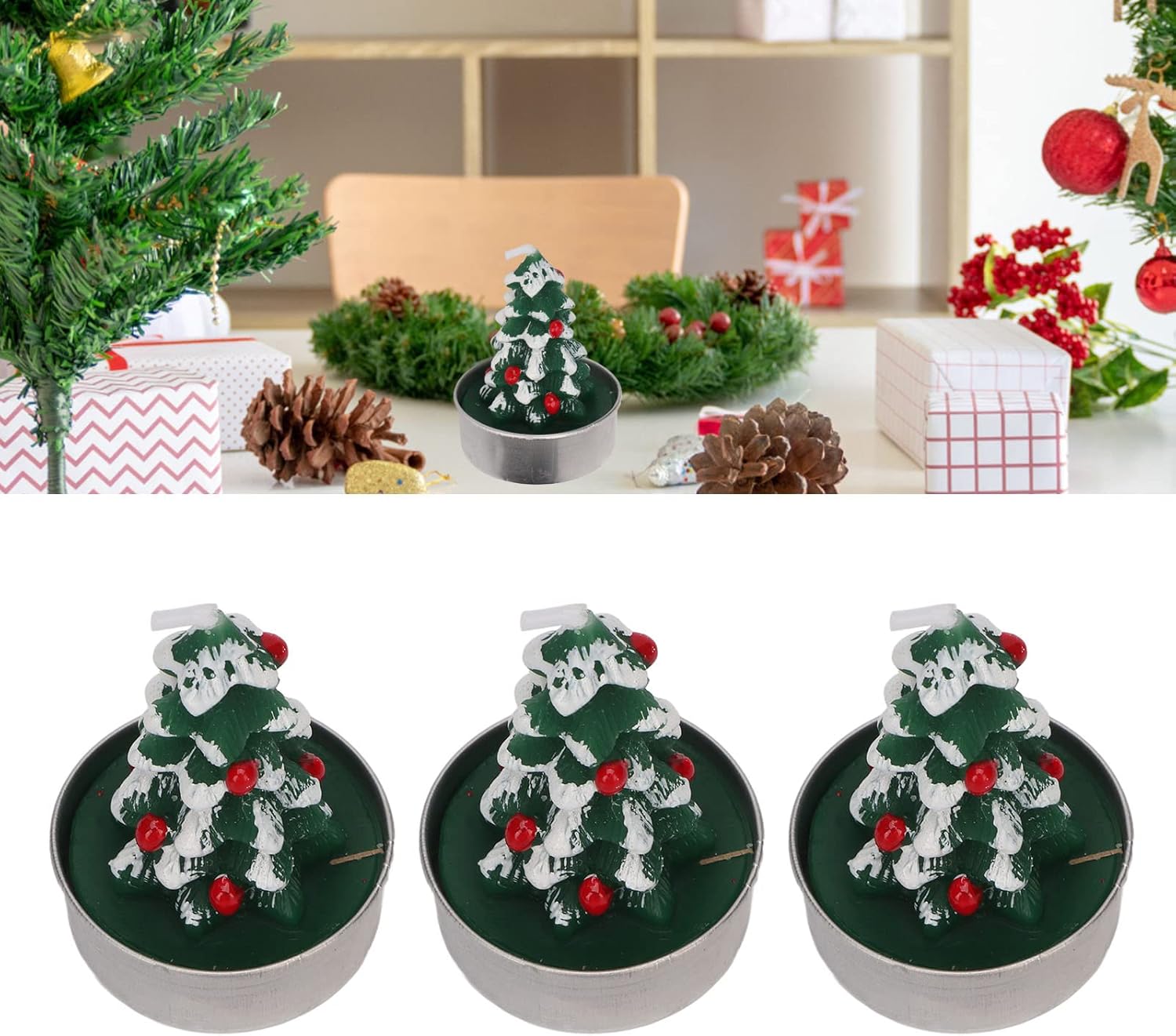 Christmas Tree Tealight Candles Hand Crafted Delicate