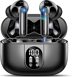 Wireless Earbuds, 2026 Bluetooth 5.4 Headphones, 50H Playtime Ear buds HiFi Stereo with 4 ENC Noise Cancelling Mics, IP7 Waterproof Earbuds with LED Display, Fast Charging, In Ear Earphones Deep Bass