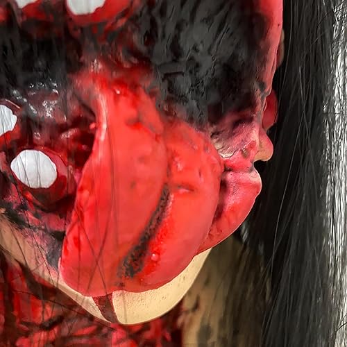 Miniatura 5 de nezababycos Máscara de zombi aterradora de Halloween, monstruo caminante de terror, máscara de cabeza muerta, espeluznante y sangriento, disfraz de