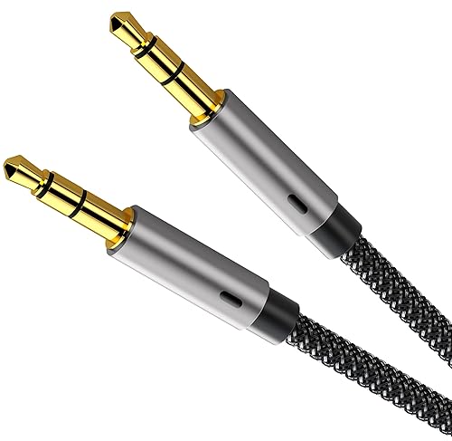 Cable auxiliar para coche de 6 pies, cable de audio de 3,5 mm de macho a macho, sonido estéreo de alta fidelidad, cable trenzado de nylon aux a aux