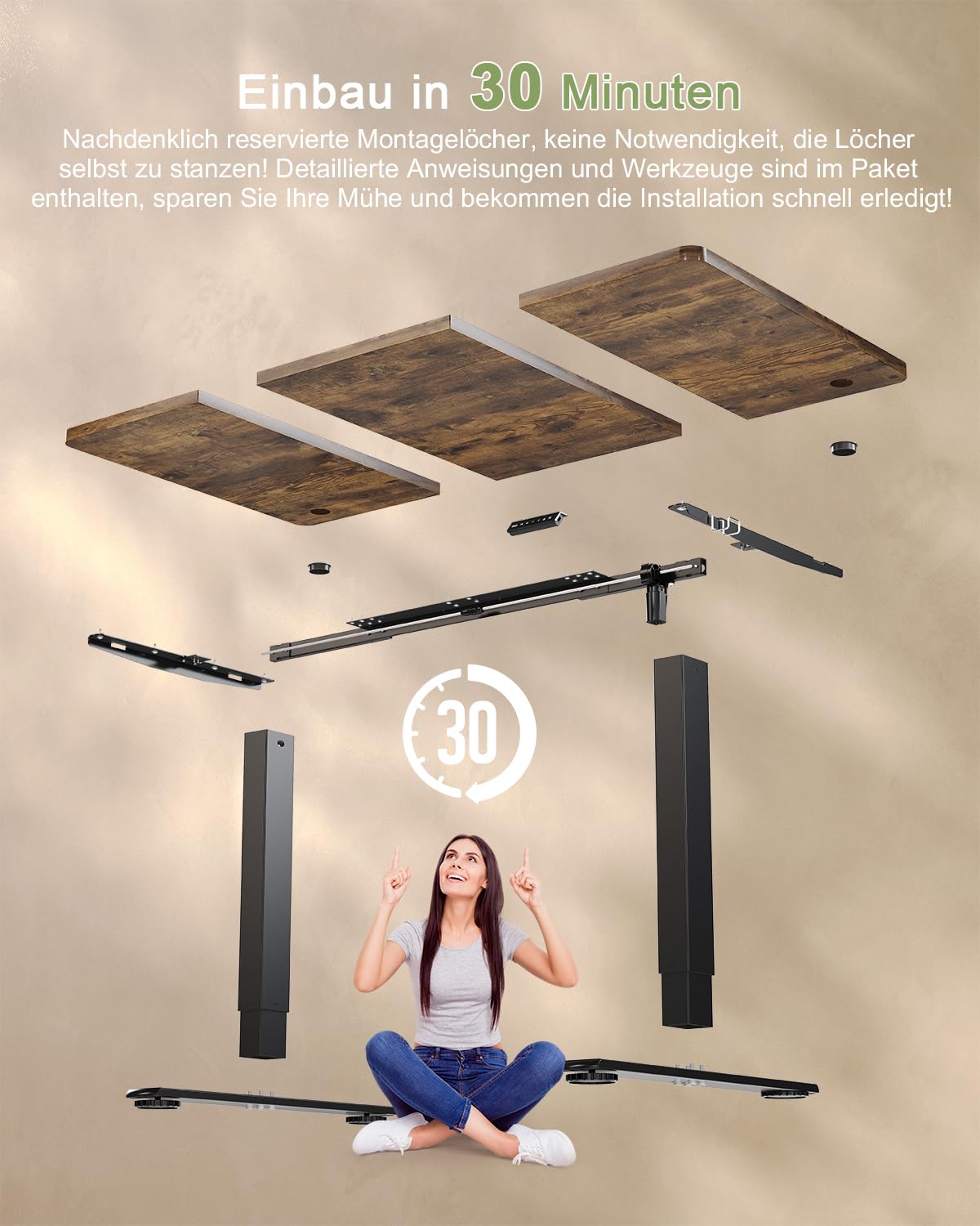 Jummico Höhenverstellbarer Schreibtisch 120 x 60 cm – Bild 9