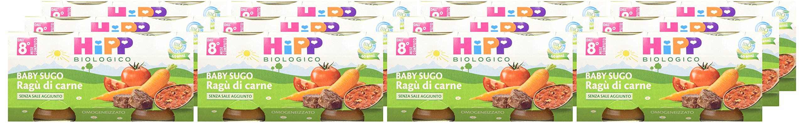 HiPP - Baby Sugo Biologico per Bambini, Gusto Ragù di Manzo, Senza Aggiunta di Sale e Aromi, 24 Vasetti da 80 g