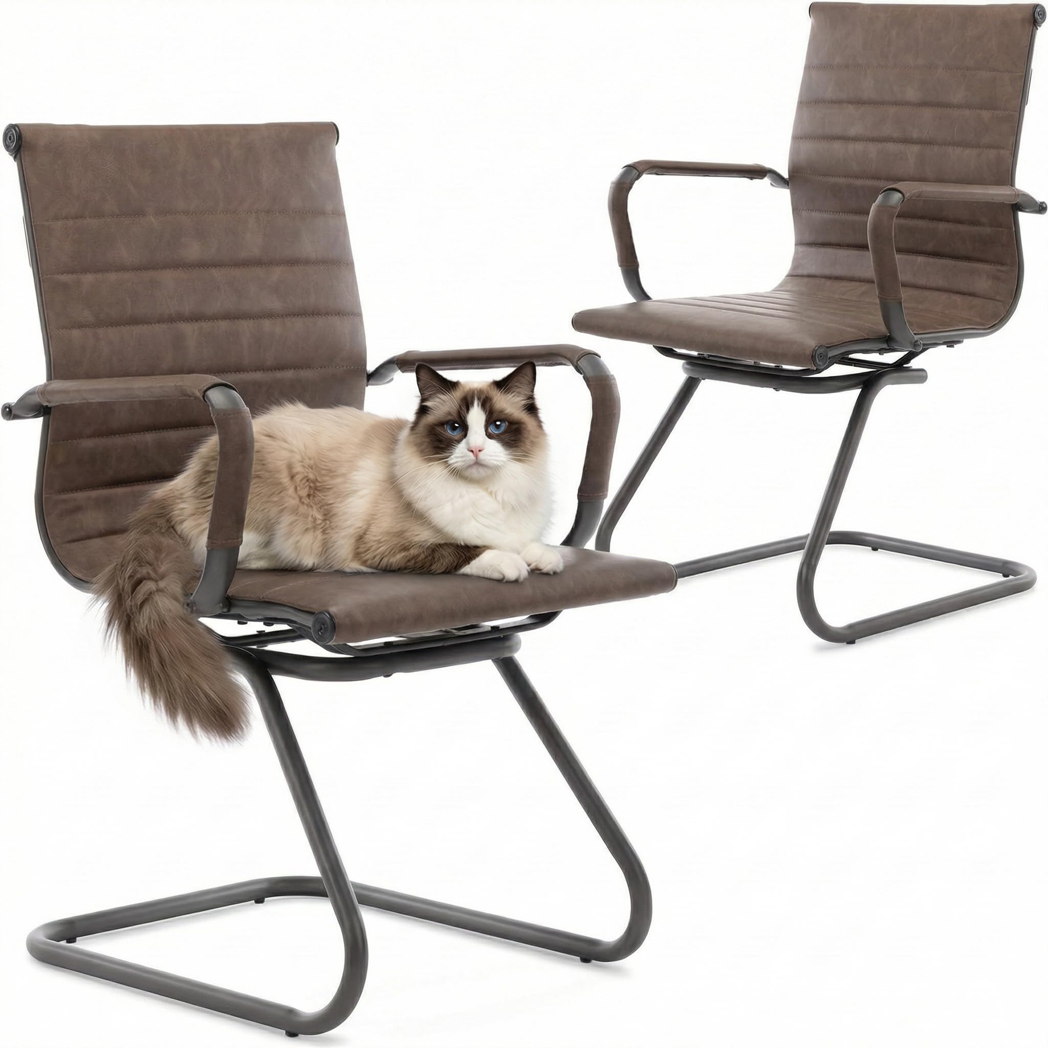 HNY 2-Pack PU Leather Office Guest Chairs