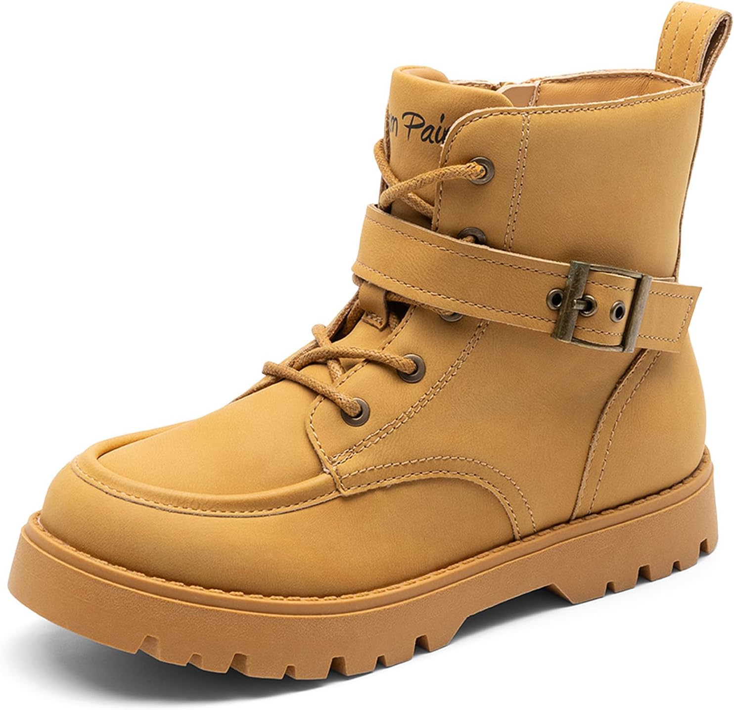 DREAM PAIRS Boys Girls Ankle Boots Lace-up with Buckle Strap Combat boot for Toddler/Little Kid/Big Kids