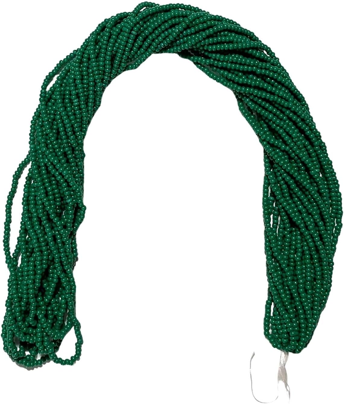 Czech 11/0 Glass Seed Beads - 12 String Hanks, Dark Green Color (Dark Green)