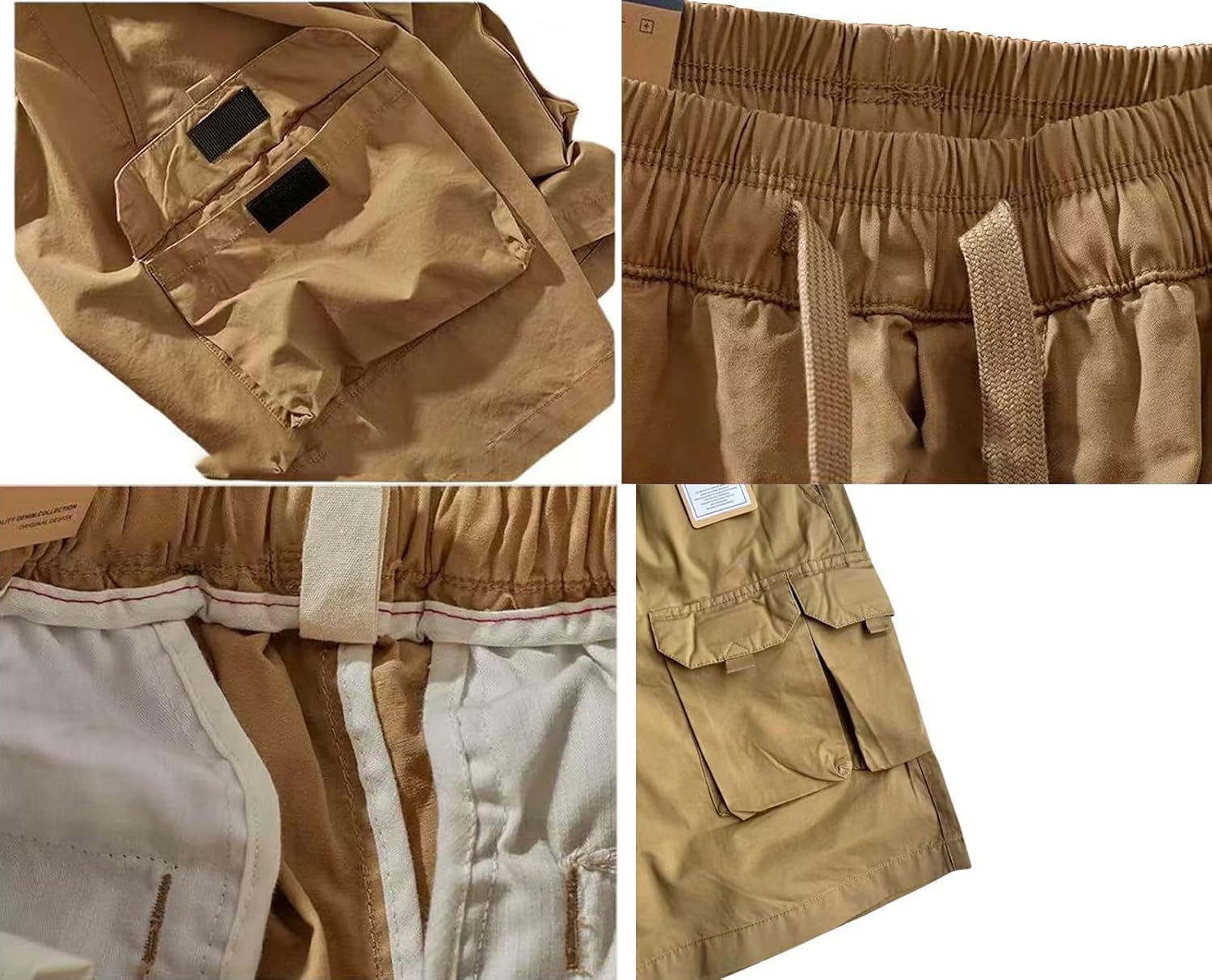 Men's Cargo Shorts Cotton Waistband Drawstring Cargo Work Shorts for Men - Image 3