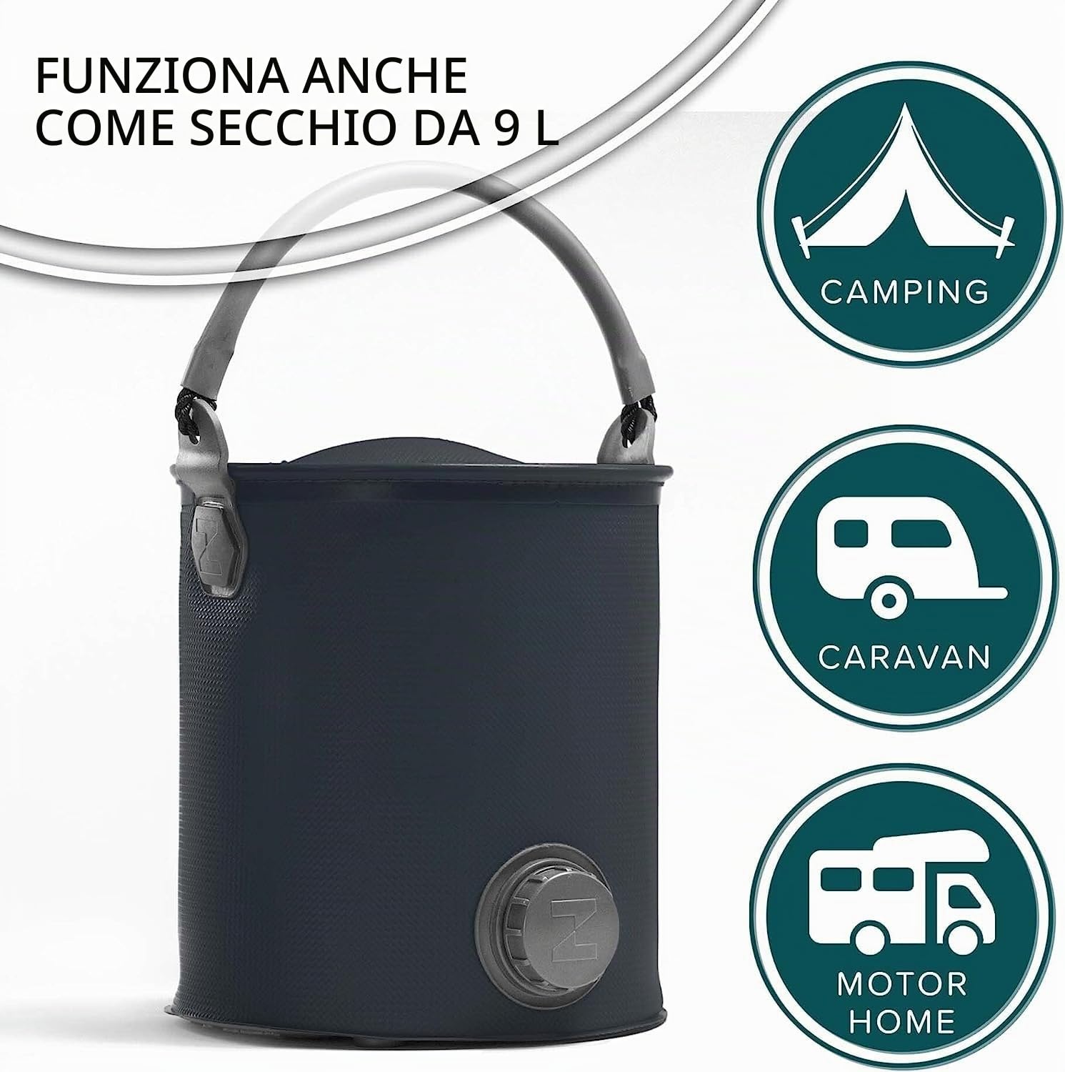 Colapz Annaffiatoio Pieghevole 7L e Secchio 9L per Campeggio | Annaffia, riempi il serbatoio e risparmia spazio con un unico accessorio versatile