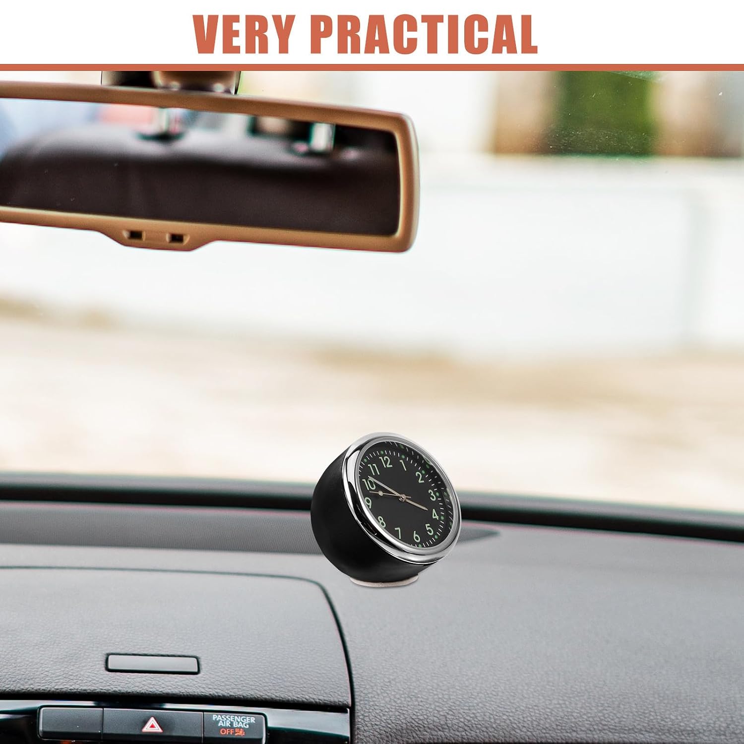 NUOBESTY Mini Car Clock for Dashboard with Luminous Display and Easy Installation Black Metal Automotive Clock for Vehicle Time Reading Stick