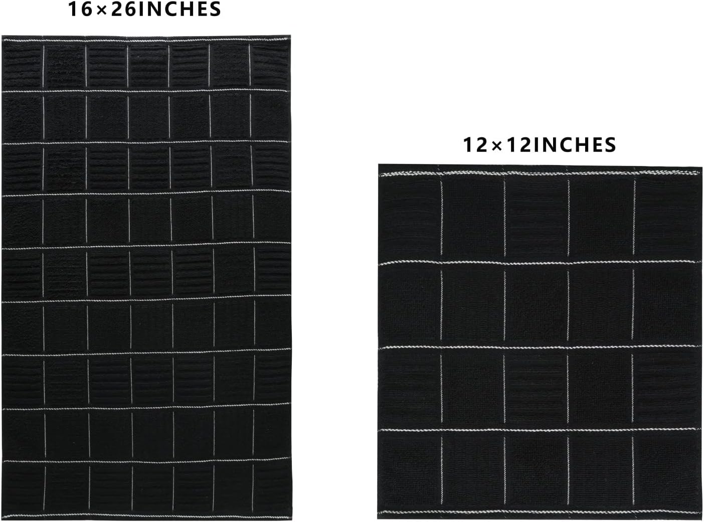 Glynniss Kitchen Towels and Dishcloths Set, Absorbent Dish Towels and Dish Cloths Set for Washing Dishes, Cleaning and Drying Use Pack of 8 (Black) image 2