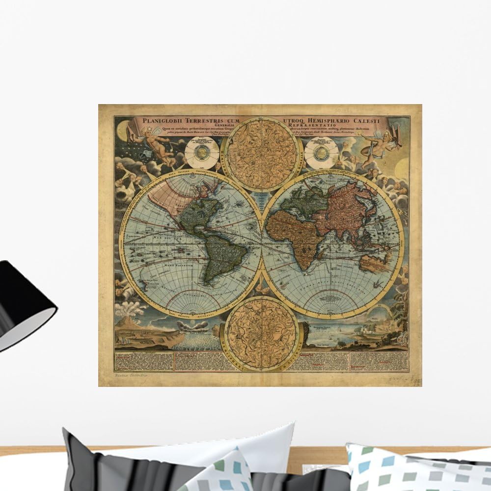 Wallmonkeys Old Map Wall Decal Peel and Stick Graphic WM275823 (24 in W x 21 in H)