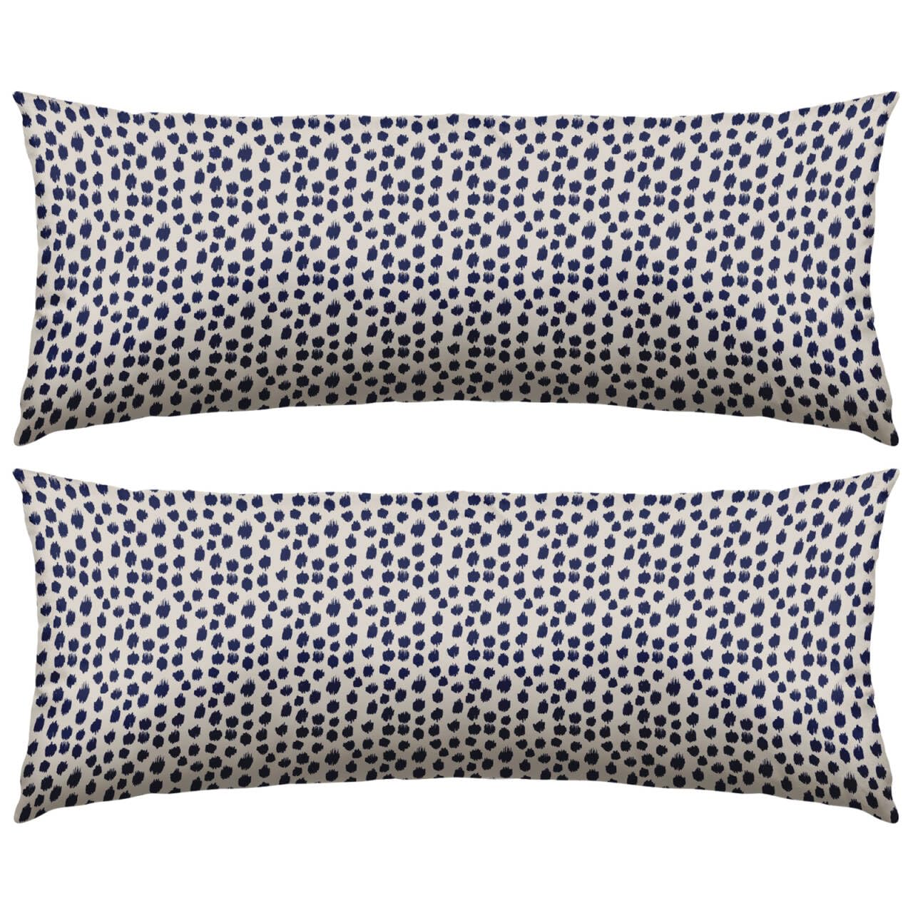 Housse de coussin lombaire rectangulaire marine et crème 35x91 cm