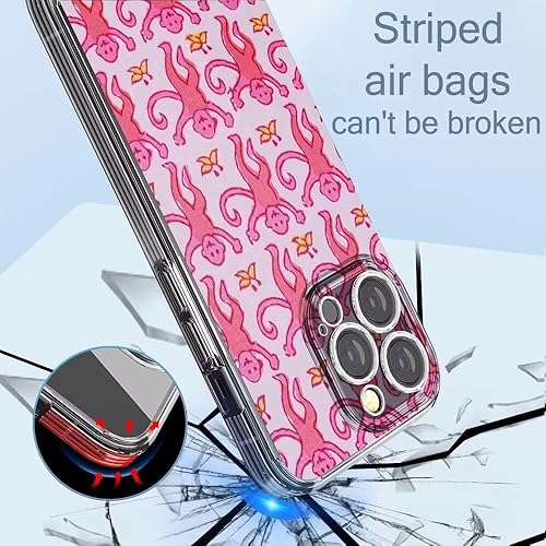 Miniatura 3 de Funda de teléfono compatible con iPhone 13 Mini Pink Roller Monkey divertido lindo conejo suave a prueba de golpes lateral rayas laterales cubierta