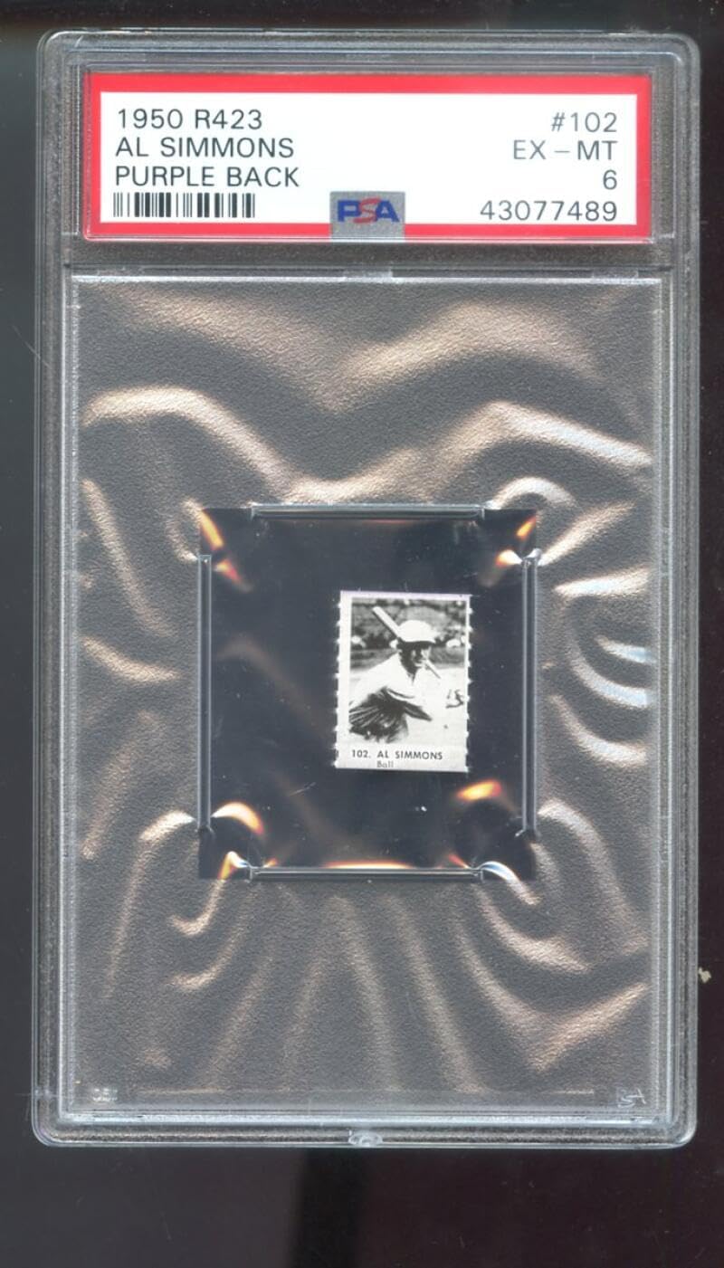 1950 R423#102 Al Simmons PSA 6 Graded Baseball Card MLB Game Strip Purple Back