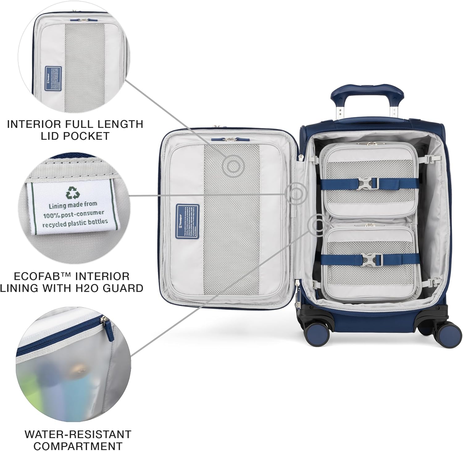 Travelpro VersaPack+ Lightweight Softside Expandable Carry on Luggage, 8 Spinner, TSA Lock, Carry On 21-Inch, Estate Blue