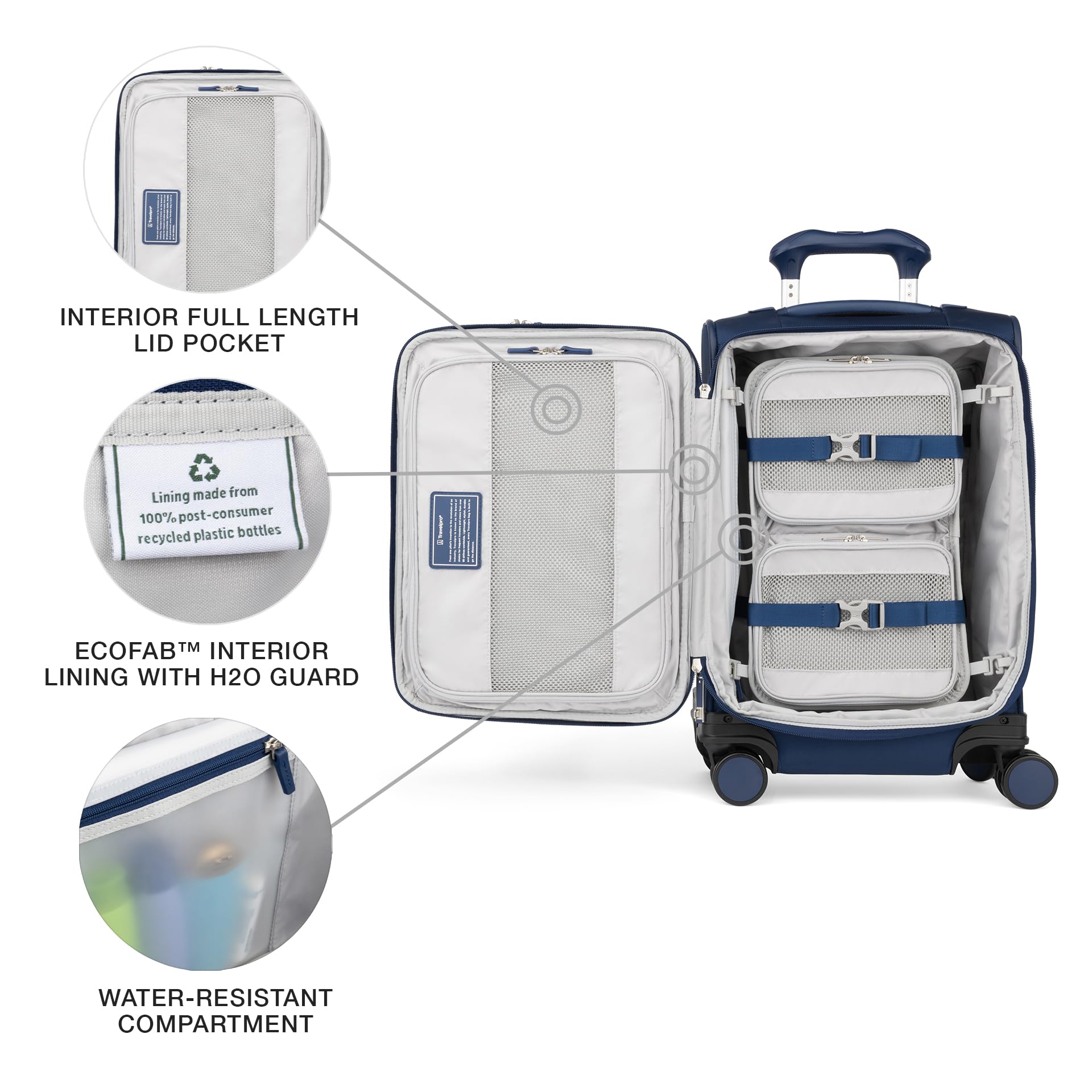Travelpro Versack + lekki bagaż podręczny Softside, możliwość rozszerzenia, 8 spinerów, zamek TSA, dla mężczyzn i kobiet, bagaż podręczny, 53,3 cm, niebieski (niebieski (Estate Blue), worek z