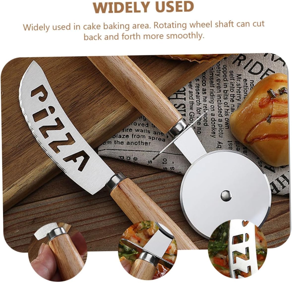 2pcs Pizza Roller Wheel Cutter Set Stainless Steel Kitchen Gadget Multi-functional Bread and Cheese Cutter for Home Pizza Baking and Cooking Tools
