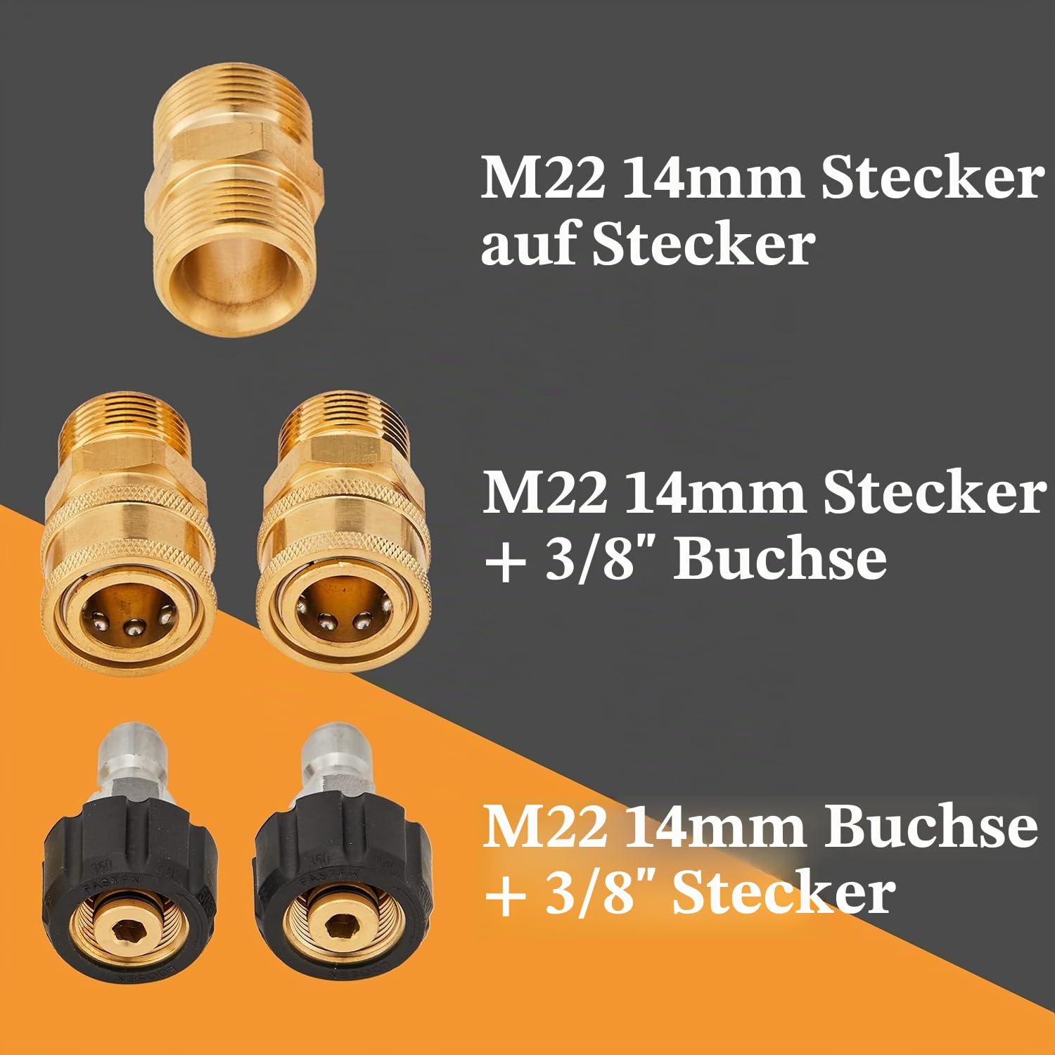 M MINGLE Hochdruckreiniger Schlauch 30m (100 FT) x 1/4 Zoll, M22 14 mm Ersatzschlauch für Hochdruckreiniger mit 3/8 Zoll Schnellkupplungs-Set, 248 bar (3600 PSI)