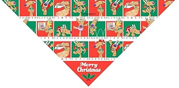 Santa Reindeer Merry Christmas Dog Bandana - Medium to Large Dogs - Christmas Dog Bandana