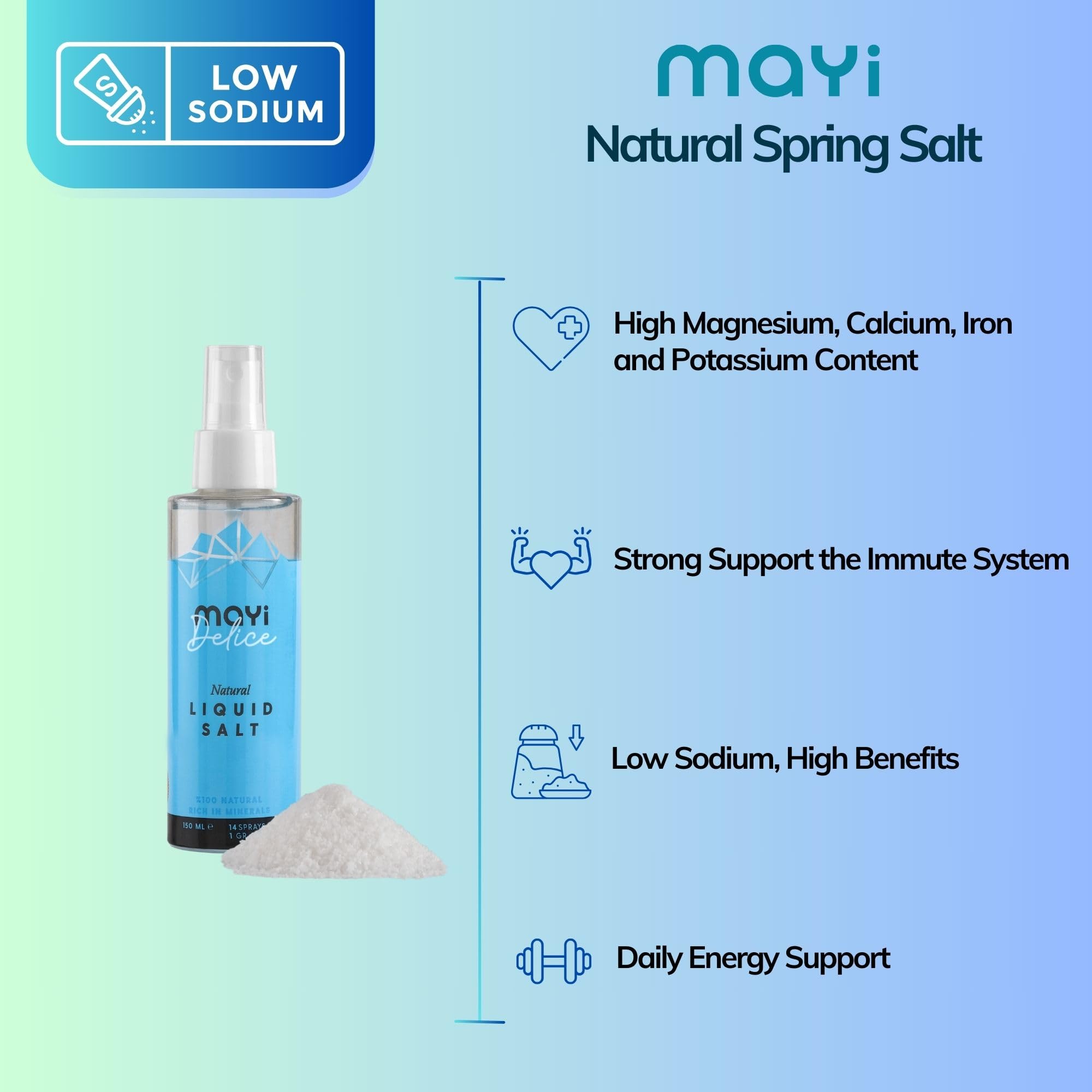 MAY Liquid Spring Salt Spray for Food - Kosher Microplastic-Free 84 Minerals for Electrolyte Balance Immune Support Rich — view 6