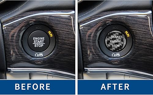 Miniatura 5 de Interruptor de encendido automático de fibra de carbono real, calcomanía de botón de arranque con una tecla, accesorios interiores, decoración