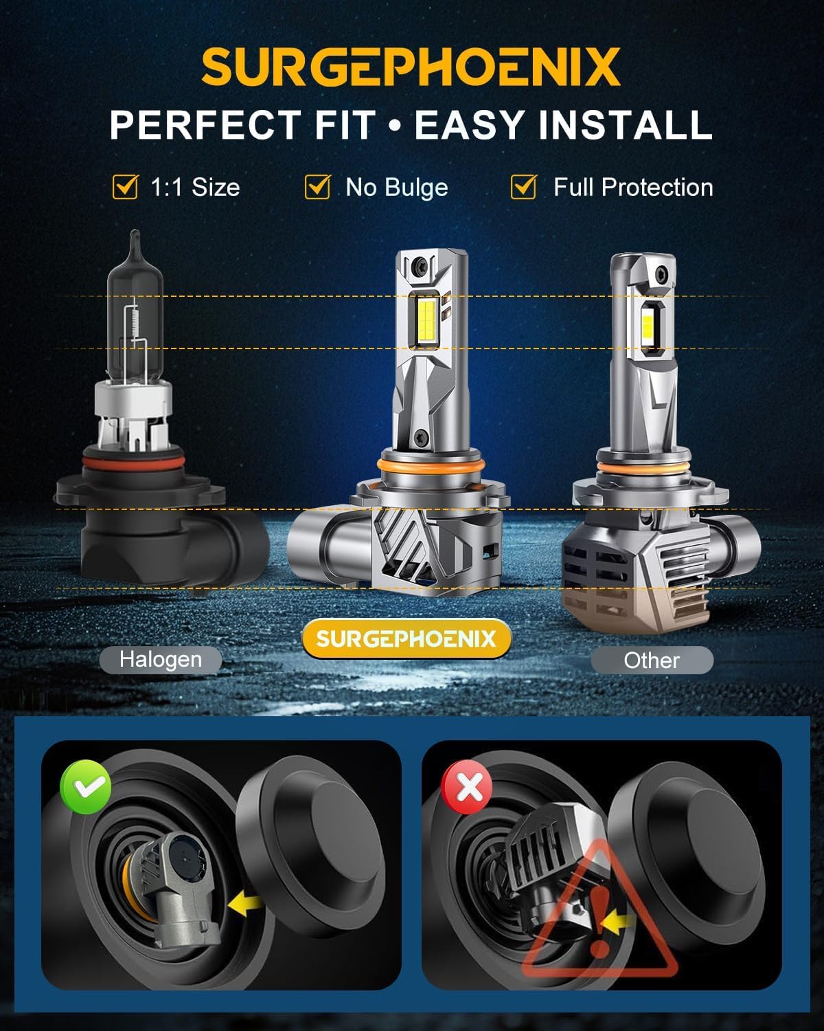 H11/H8/H9 & 9005/HB3 Light Bulbs Combo, 180000LM, 1000% Brighter