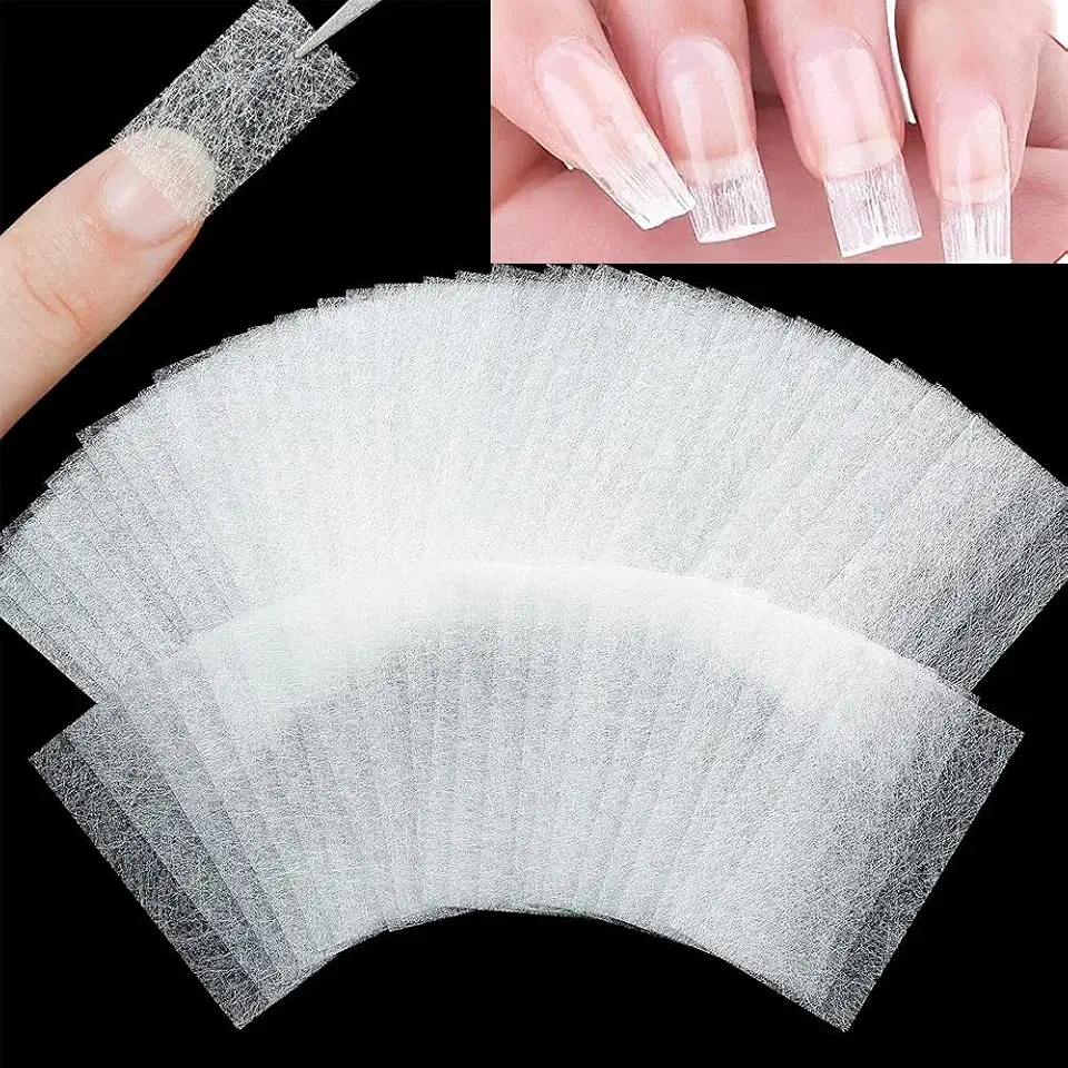 50 peças de extensão de unhas de fibra de vidro de seda, fibras de construção de gel UV não tecidas para acessórios de manicure de acrílico francês faça você mesmo