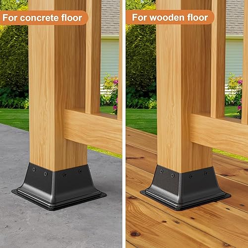 Miniatura 18 de Base de poste de 4 x 4, 20 unidades, soporte interno de acero con recubrimiento en polvo resistente de 3.6 x 3.6 pulgadas, apto para anclaje