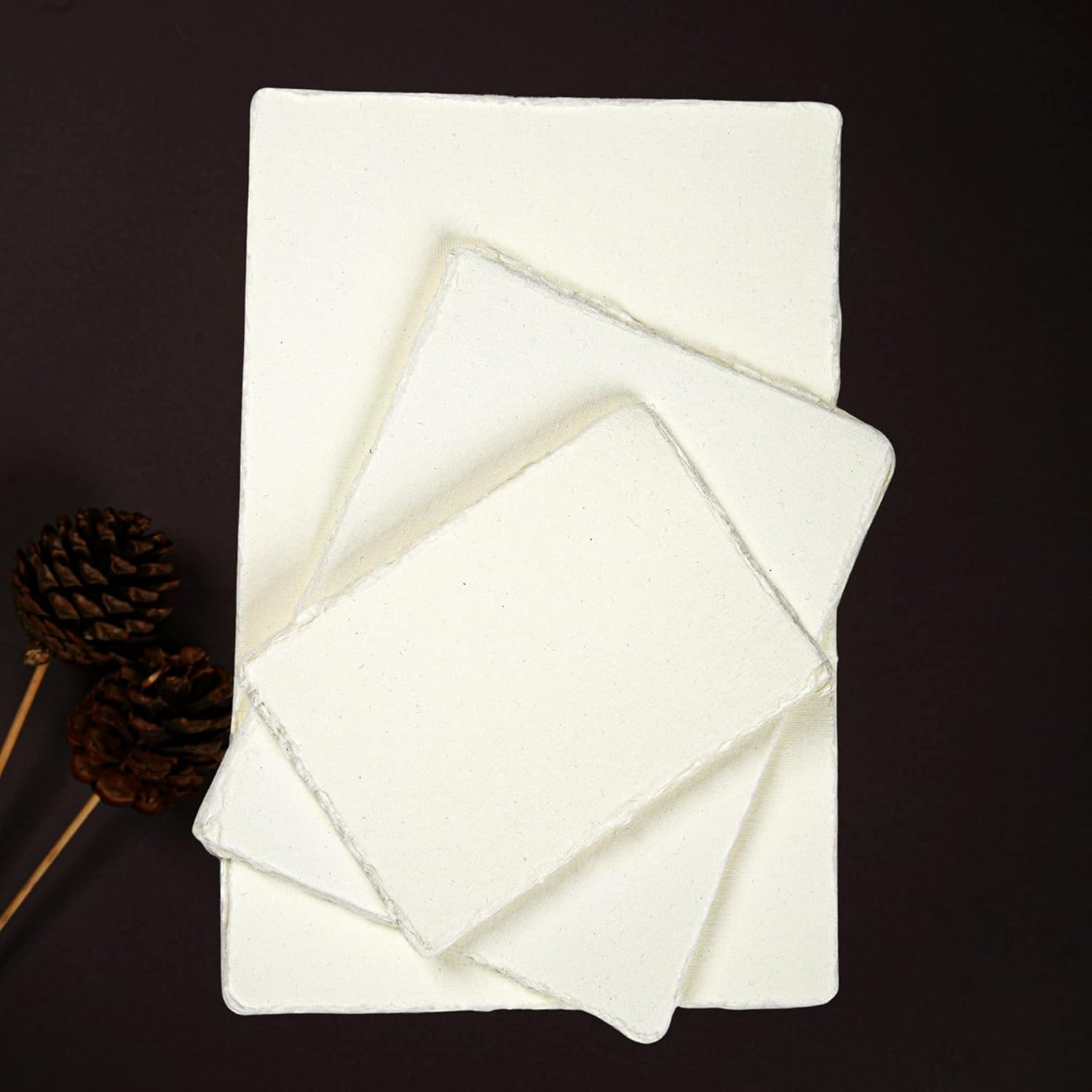 Watercolor Paper - 6 X 4 inches - Mixed Media Watercolor Paper - 200 GSM Thick Deckle Edge Virgin Cotton Handmade Paper - Off White